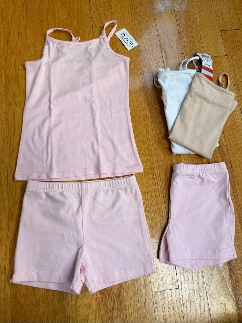 Various brands Girls 3-Pack Camisole & Shorts Set - Pink, White, Tan